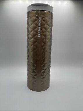 Starbucks Brown Textured Travel Tumbler with Gray Lid
